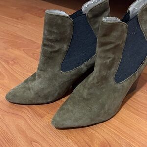 Olive Suede Ankle Boots